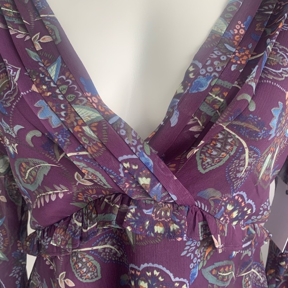 Q + A Los Angeles Purple Print Blouse Size M - Picture 5 of 9